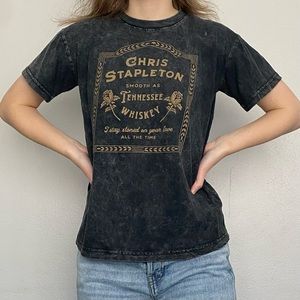 Chris Stapleton “The Tennessee Whiskey Tee” Acid Grey T-Shirt w/ Gold Lettering
